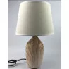 LAMPE CÉRAMIQUE EFFET BOIS AVEC ABAT JOUR ÉCRU STYLE LIN H40cm