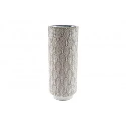 VASE CACHE POT CREME MOTIF FLEURS 31CM
