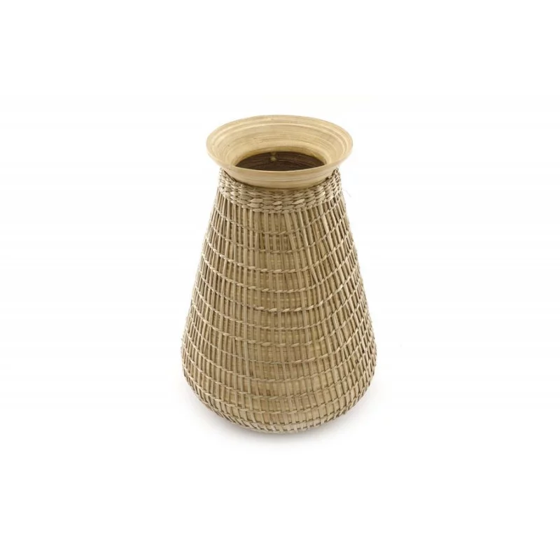 VASE EN BAMBOU ET JONC 23X33CM