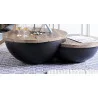 TABLE BASSE DOUBLE PLATEAUX BOMBE NOIR 1