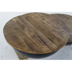TABLE BASSE DOUBLE PLATEAUX BOMBE NOIR 1
