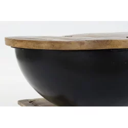 TABLE BASSE DOUBLE PLATEAUX BOMBE NOIR 1