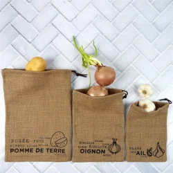 SAC DE CONSERVATION EN TOILE DE JUTE X3