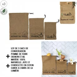 SAC DE CONSERVATION EN TOILE DE JUTE X3