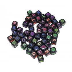 PERLES ACRYLIQUES LETTRES CARREES 0,6 CM