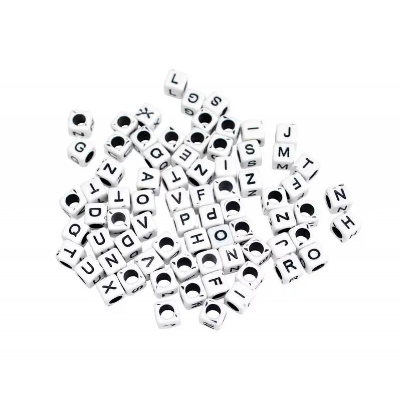 PERLES ACRYLIQUES LETTRES CARREES NOIR B