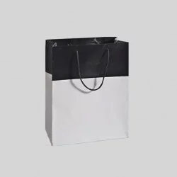 SAC CADEAU 12x7x15 cm BLANC ET NOIR GAUFRE LEZARD