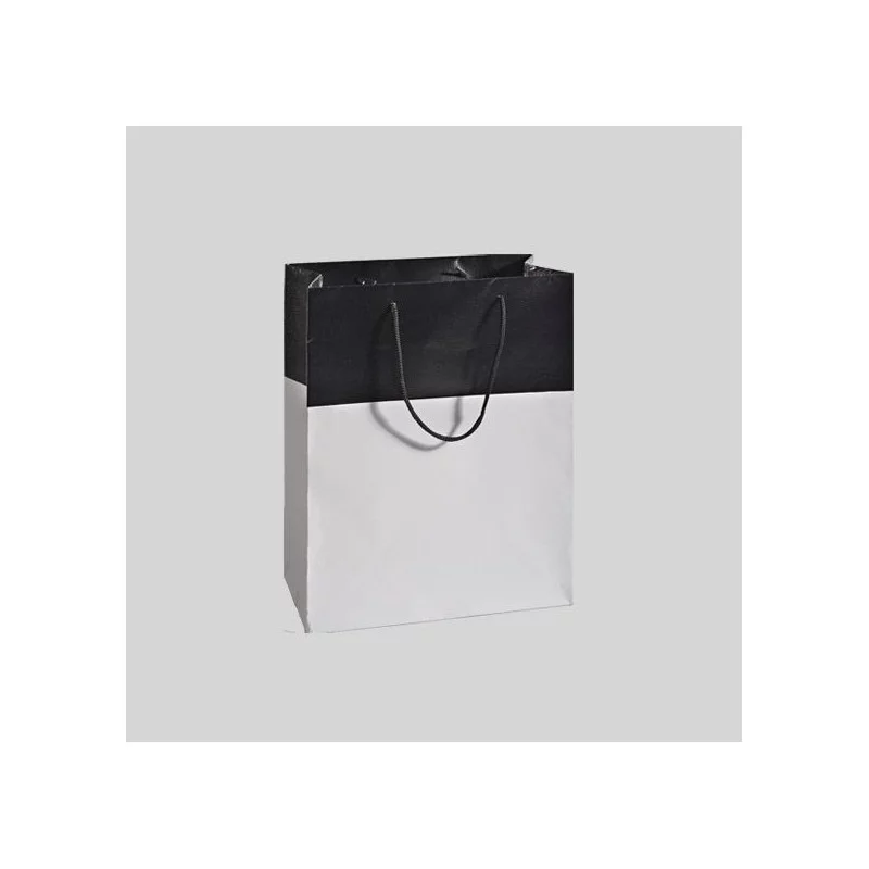 SAC CADEAU 12x7x15 cm BLANC ET NOIR GAUFRE LEZARD