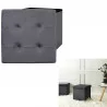 COFFRE POUF PLIABLE SUEDINE GRIS FONCE