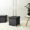 COFFRE POUF PLIABLE SUEDINE GRIS FONCE