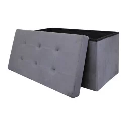 COFFRE BANC PLIABLE SUEDINE GRIS FONCE