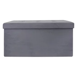 COFFRE BANC PLIABLE SUEDINE GRIS FONCE