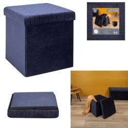 COFFRE POUF PLIABLE RETRO BLEU NUIT