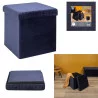 COFFRE POUF PLIABLE RETRO BLEU NUIT