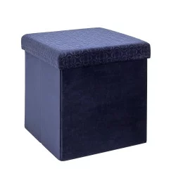 COFFRE POUF PLIABLE RETRO BLEU NUIT