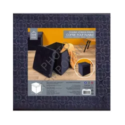 COFFRE POUF PLIABLE RETRO BLEU NUIT