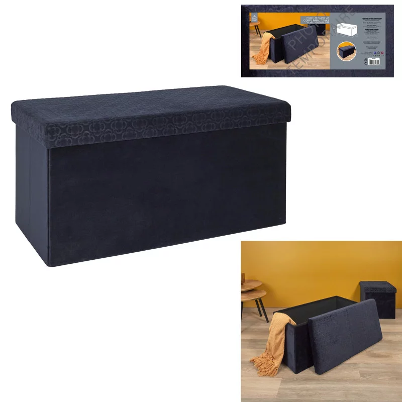 COFFRE BANC PLIABLE RETRO BLEU NUIT