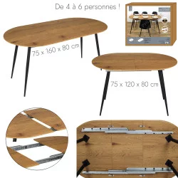 TABLE EXTENSIBLE 4 A 6 PERSONNES