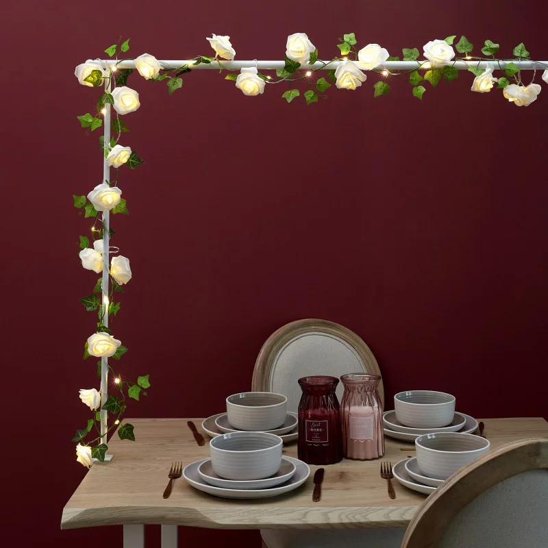 GUIRLANDE ROSE BLANCHE 20 LED 3M50