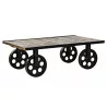 TABLE BASSE ROUES METAL 106X66X35,5 PLAT