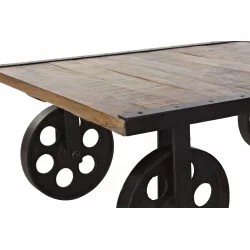 TABLE BASSE ROUES METAL 106X66X35,5 PLAT
