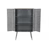 Vitrine rétro cannage métal gris et bois 79x39x133cm Vitrine rétro cannage métal gris et bois 79x39x133cm