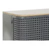 MEUBLE TV RÉTRO CANNAGE EN MÉTAL GRIS ET BOIS 118x41x45cm