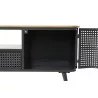 MEUBLE TV RÉTRO CANNAGE EN MÉTAL GRIS ET BOIS 118x41x45cm