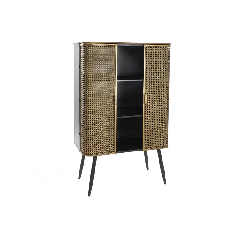 VITRINE RÉTRO EN CANNAGE DORÉE EN MÉTAL ET BOIS VITRINE RÉTRO EN CANNAGE DORÉE EN MÉTAL ET BOIS