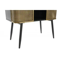 VITRINE RÉTRO EN CANNAGE DORÉE EN MÉTAL ET BOIS