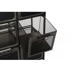COMMODE POSTE 9 TIROIRS EN MÉTAL ET BOIS AVEC ROUES 91,5x34x97cm