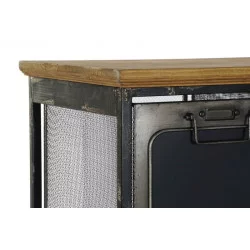 Commode Poste 9 tiroirs métal et bois avec roues