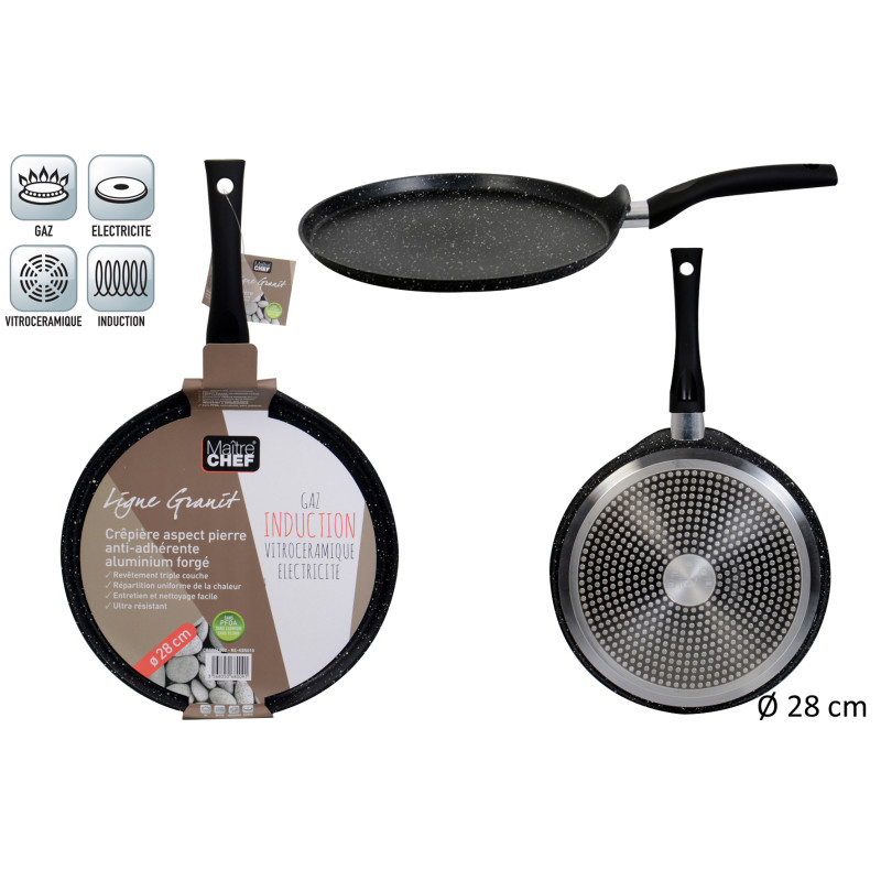 CREPIERE ALU FORGE D28 FOND PIERRE