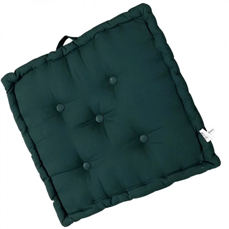 COUSSIN DE SOL VERT FONCÉ EN COTON 50X50cm