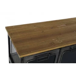 Commode Poste 9 tiroirs métal et bois avec roues