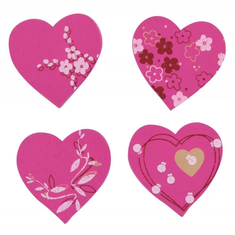 EMBELLISSEMENTS BOIS PEINT COEURS 3 CM X
