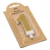 BOUGIE CHIFFRE 1 PAILLETTES OR 7.3CM AV
