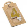BOUGIE CHIFFRE 4 PAILLETTES OR 7.3CM AV