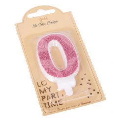 BOUGIE CHIFFRE 0 PAILLETTES ROSE GOLD 7