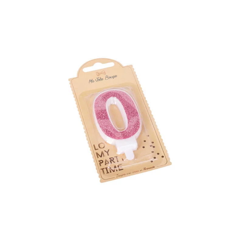 BOUGIE CHIFFRE 0 PAILLETTES ROSE GOLD 7