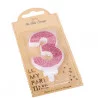 BOUGIE CHIFFRE 3 PAILLETTES ROSE GOLD 7