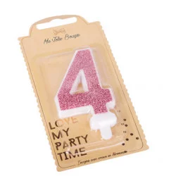 BOUGIE CHIFFRE 4 PAILLETTES ROSE GOLD 7