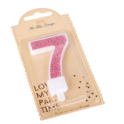 BOUGIE CHIFFRE 7 PAILLETTES ROSE GOLD 7
