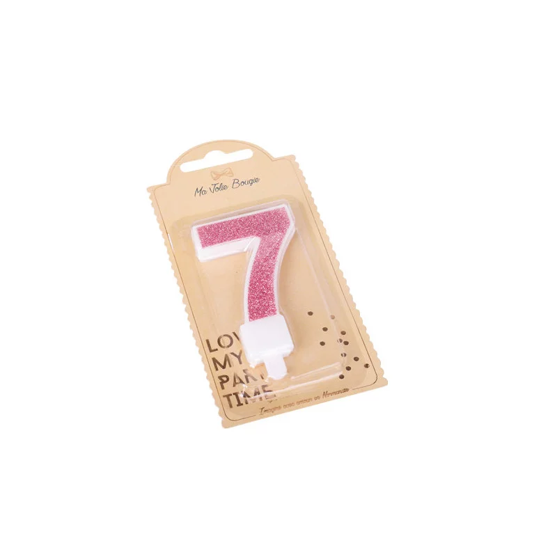 BOUGIE CHIFFRE 7 PAILLETTES ROSE GOLD 7