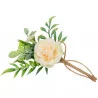 BOUQUET FEUILLAGES ET ROSE NUDE 15C M +N