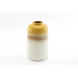 VASE ABSTRACT JAUNE BLANC D11xH17cm