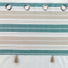 RIDEAU NATURALINE BLEU 140x240CM COTON UNI+TOP IMPRIME+POMPONS