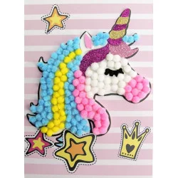 JE CREE MON TABLEAU EN POMPONS, LICORNE