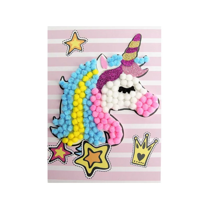 JE CREE MON TABLEAU EN POMPONS, LICORNE