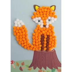 JE CREE MON TABLEAU EN POMPONS, RENARD ,